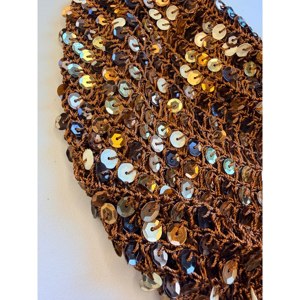 Apt. 9 Brown Sequin Hobo Bag Silver Rings Y2K - Picture 2 of 6